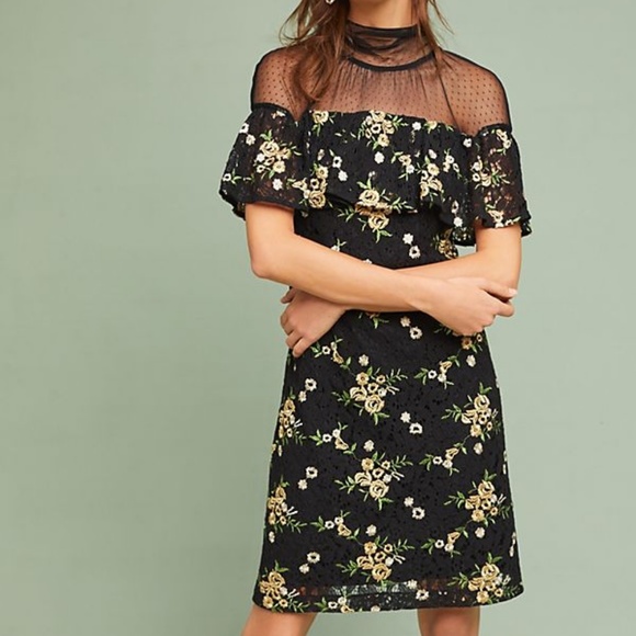 embroidered lace shift dress